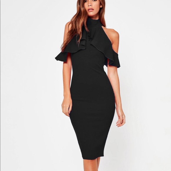cold shoulder bodycon midi dress